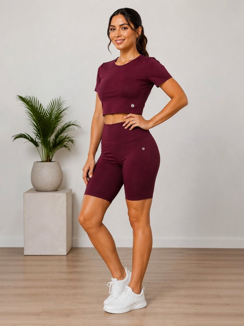 Women's Burgundy Lace-Up Back Matching 2-Piece Activewear Set | Size S - Picture 4 of 9
